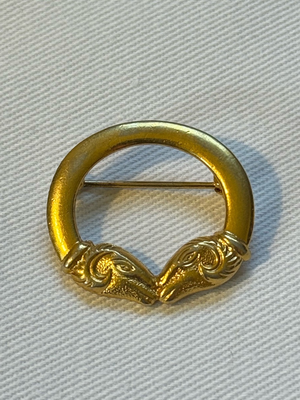 Napier Vintage Double Rams Heads Brooch